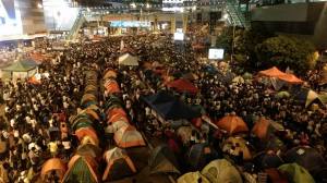 People camped out in downtown Hong Kong credit: Facebook
