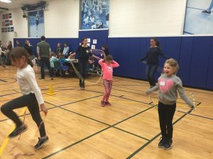 Students participating in the Jump-a-thon to raise money for GirlUp