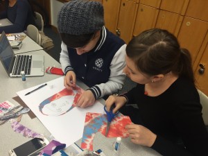 Students creating their collages in their art group Credit: @Hewitt_Service